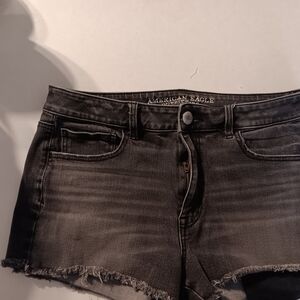American Eagle Black Denim High Waisted Shorts